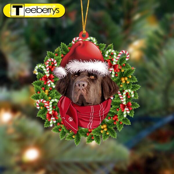 Brown Newfoundland-Xmas Bandana Hanging Christmas Plastic Hanging Ornament