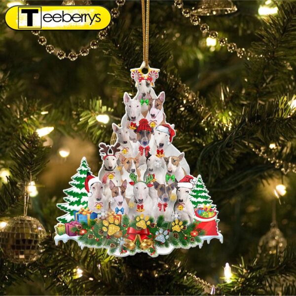 Bull Terrier Full The Christmas Tree-Two Sided Christmas Plastic Hanging Ornament