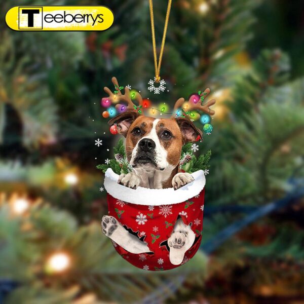 Bulldog-In Christmas Pocket Two Sides Christmas Plastic Hanging Ornament