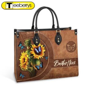 Butterfly Beauty Sunflowers Leather Bag…