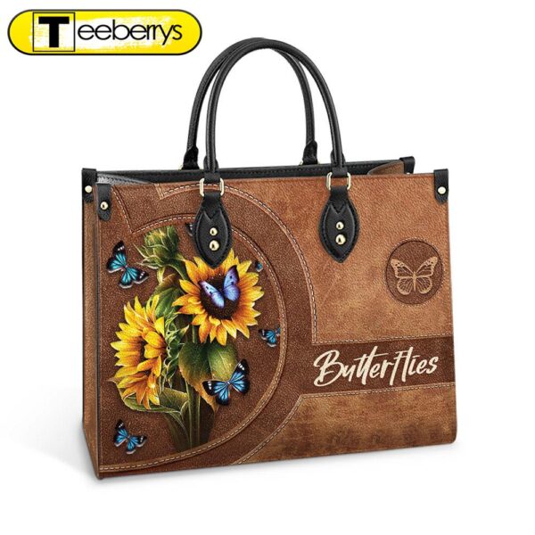 Butterfly Beauty Sunflowers Leather Bag – Women’s Pu Leather Bag