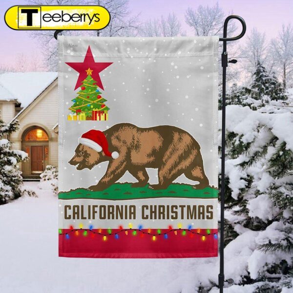 California Christmas Santa Bear Merry Christmas Flag