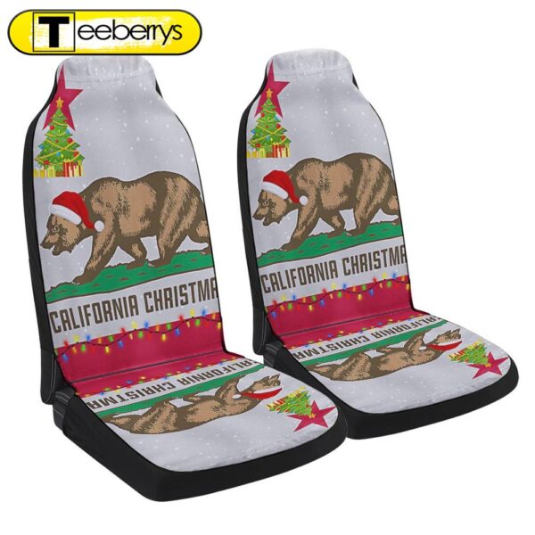 California Christmas Santa Bear Merry Christmas Seat Cover Cars