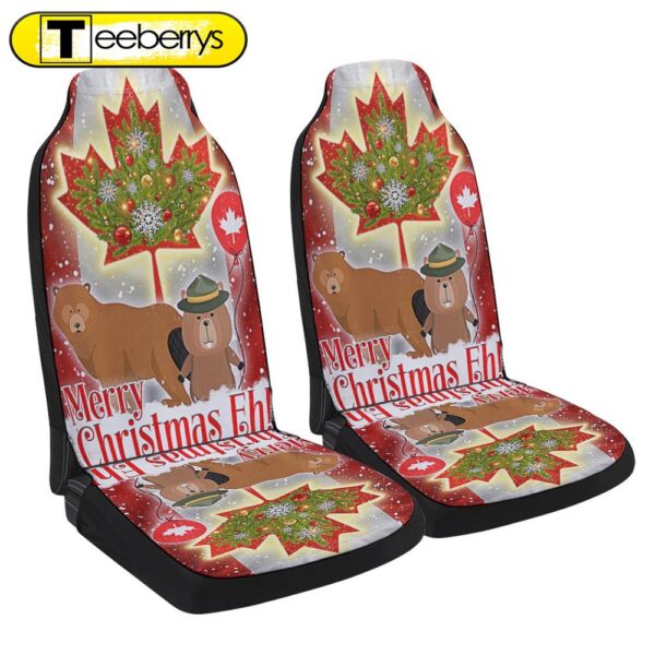 Canada Merry Christmas Eh Canada Beaver And Bear Seat Cover Cars