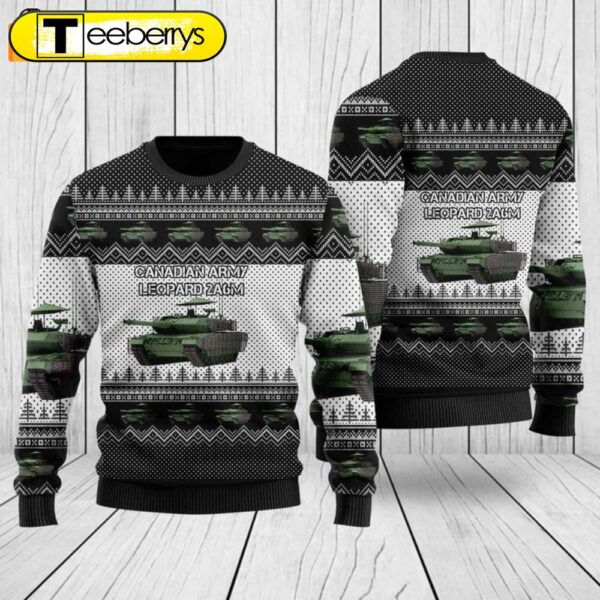 Canadian Army Leopard 2A6M Ugly Christmas Sweater Festive Military Apparel for Holidays