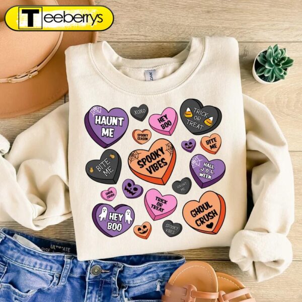 Candy Hearts Halloween, Spooky Vibes Halloween Shirt