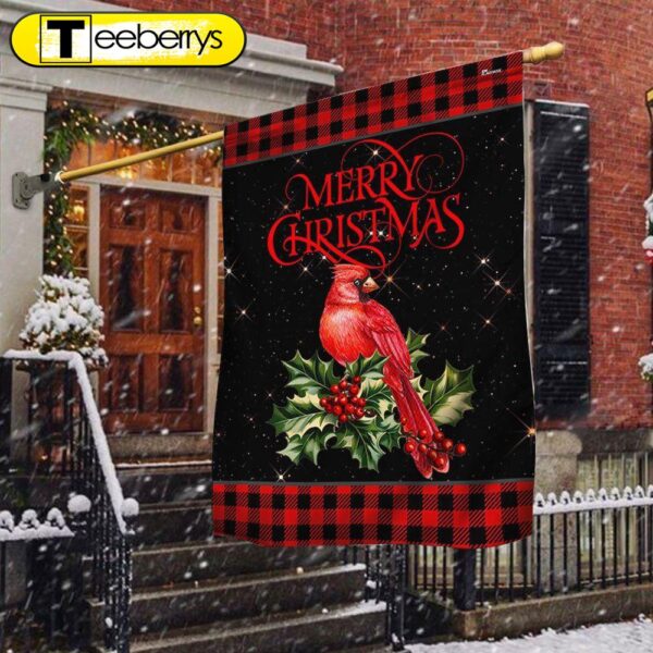 Cardinal Merry Christmas Flag – Christmas