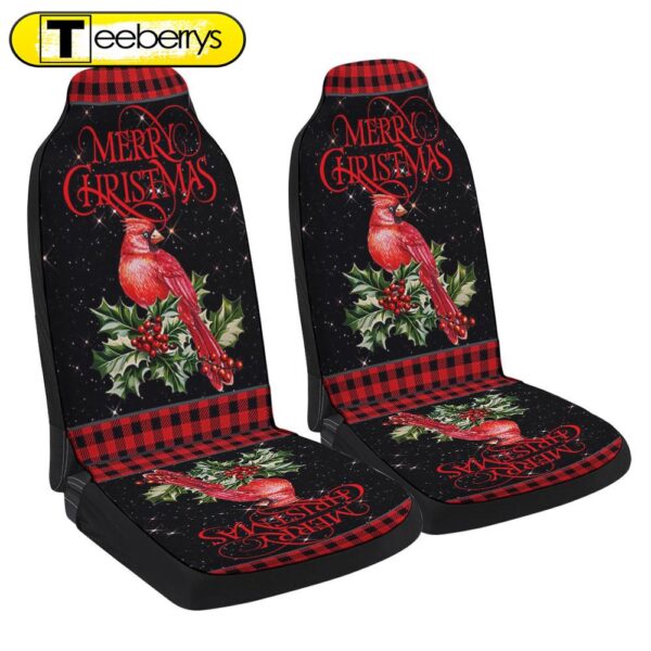 Cardinal Merry Christmas Seat Cover Cars