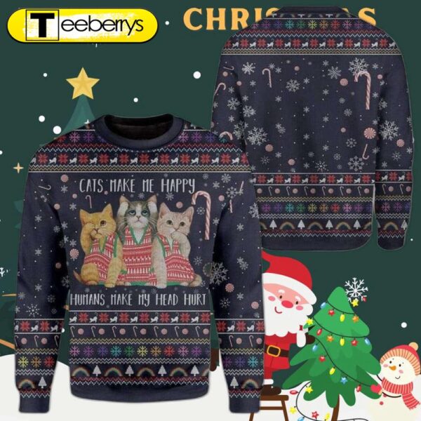 Cat Make Me Happy Ugly Christmas Sweater