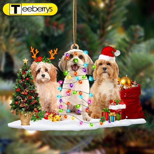 Cavachon-Christmas Dog Friends Hanging Christmas Plastic Hanging Ornament