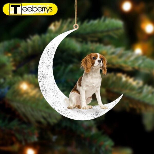 Cavalier King Charles Spaniel – Sit On The Moon-Two Sided Christmas Plastic Hanging Ornament