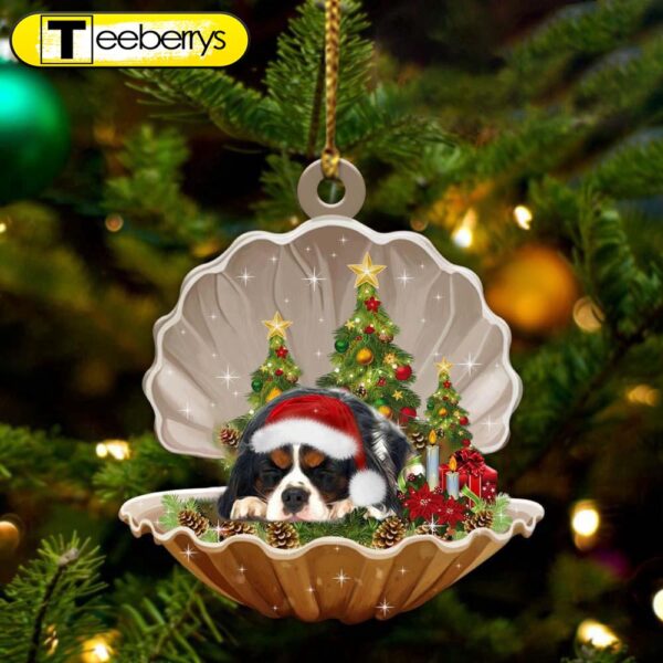 Cavalier King Charles Spaniel3-Sleeping Pearl In Christmas Plastic Hanging Ornament