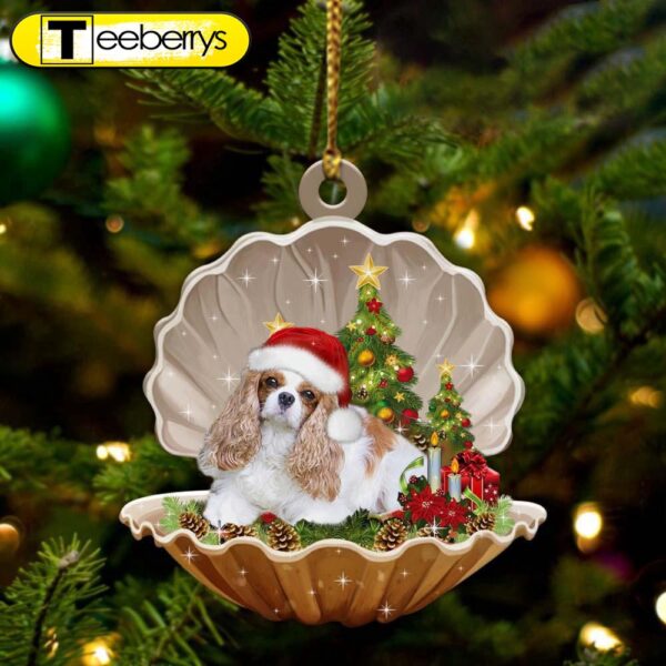 Cavalier King Charles Spaniel-Sleeping Pearl In Christmas Plastic Hanging Ornament