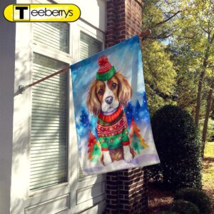 Cavalier Spaniel Christmas House Flag