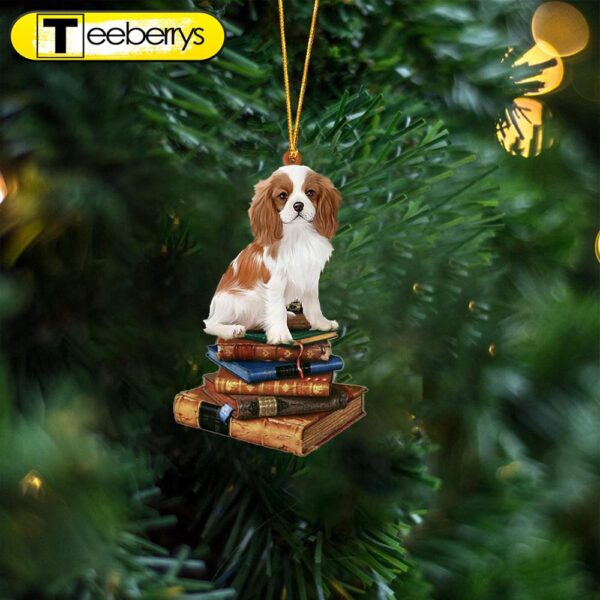 Cavalier Spaniel-Sit On The Book Two Sides Christmas Plastic Hanging Ornament