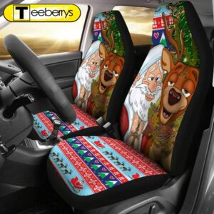 Celtic Merry Christmas Ugly Car Seat Drunk Santa And Deer