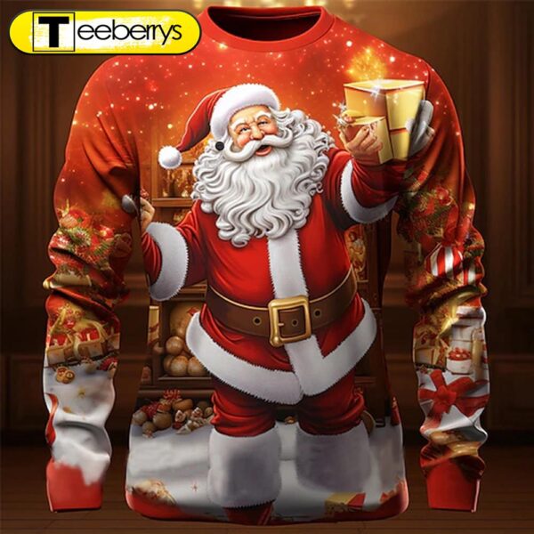 Cheerful Santa Claus 3D Design Shirt – Gift For Xmas