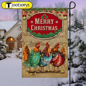 Chicken Christmas Flag Three Hens…