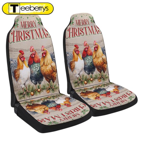 Chickens Christmas Three Hens In Christmas Seat Cover Cars