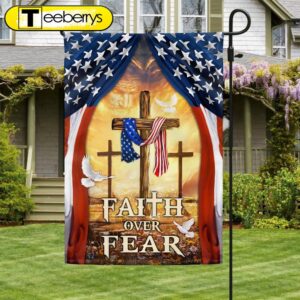 Christian Cross American Flag Faith…