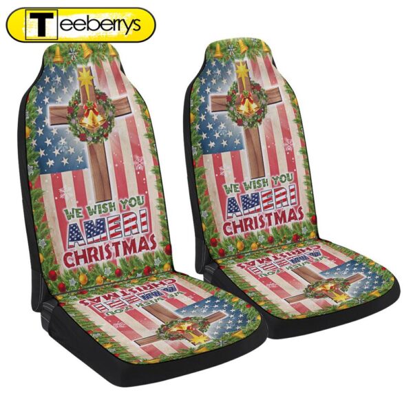 Christian Cross American Flag We Wish You Ameri Christmas Seat Cover Cars