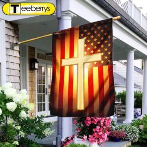 Christian Cross American US Flag…