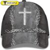 Christian Cross With Crown Of Thorn All Over Print Baseball Cap – Christian Hats