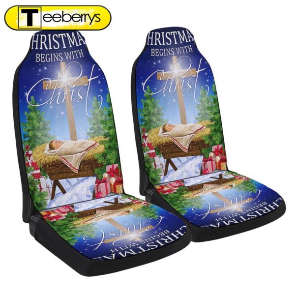 Christmas Begins With Christjesus Is Born Baby Jesus In A Manger Seat Cover Cars