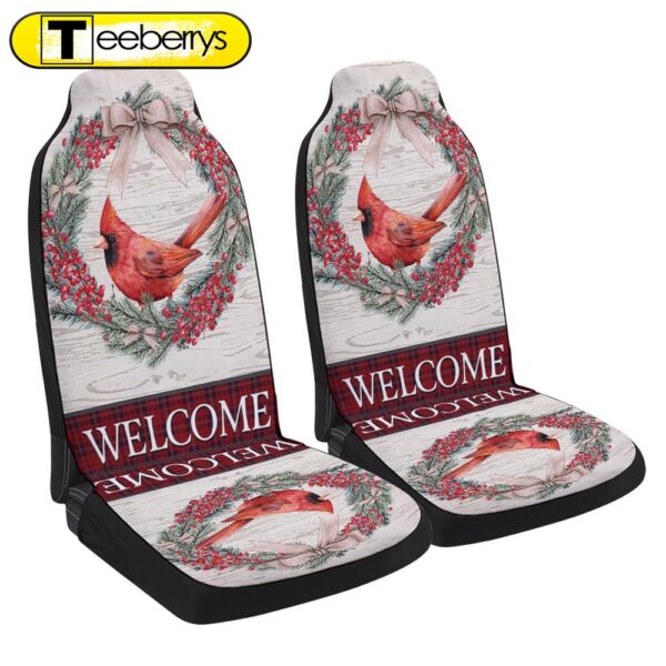 Christmas Cardinal Welcome Seat Cover Cars