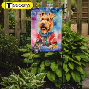 Christmas Flag, Airedale Terrier Christmas…