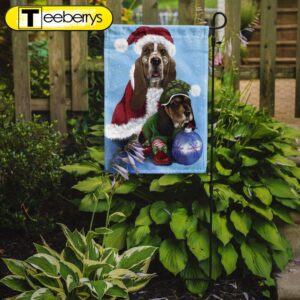 Christmas Flag, Basset Hound Santa…