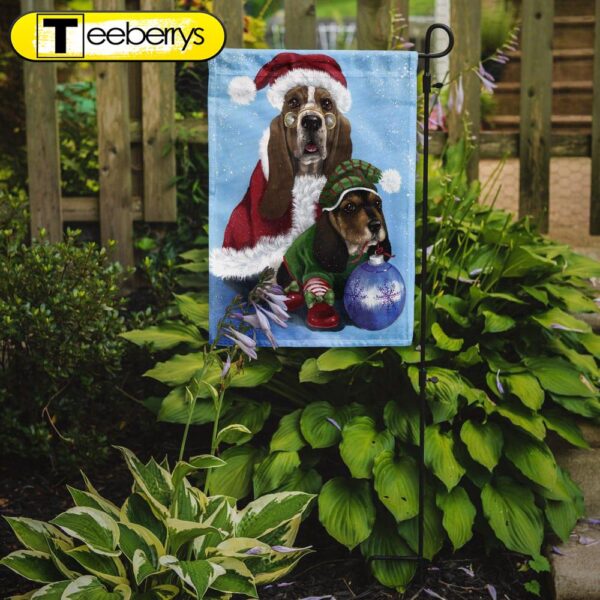 Christmas Flag, Basset Hound Santa Christmas Flag Garden