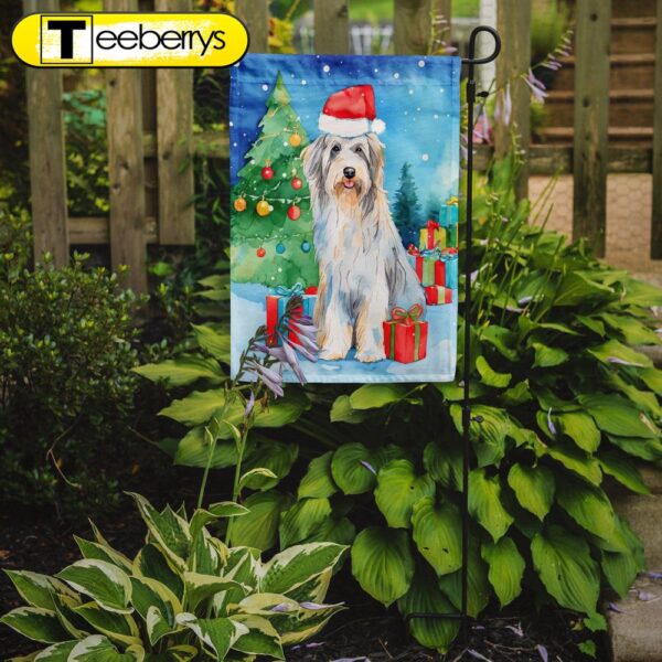 Christmas Flag, Bearded Collie Christmas Garden Flag, Christmas Outdoor Flag