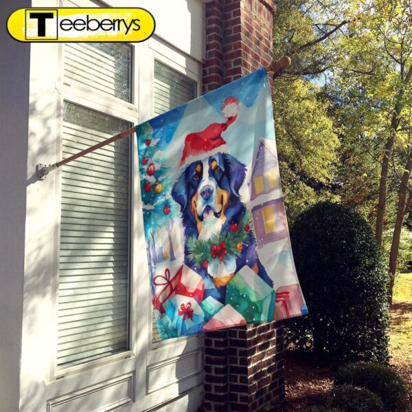 Christmas Flag, Bernese Mountain Dog Christmas House Flag