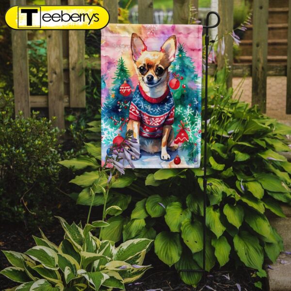 Christmas Flag, Chihuahua Christmas Garden Flag, Christmas Outdoor Flag