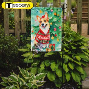 Christmas Flag, Corgi Christmas Garden…