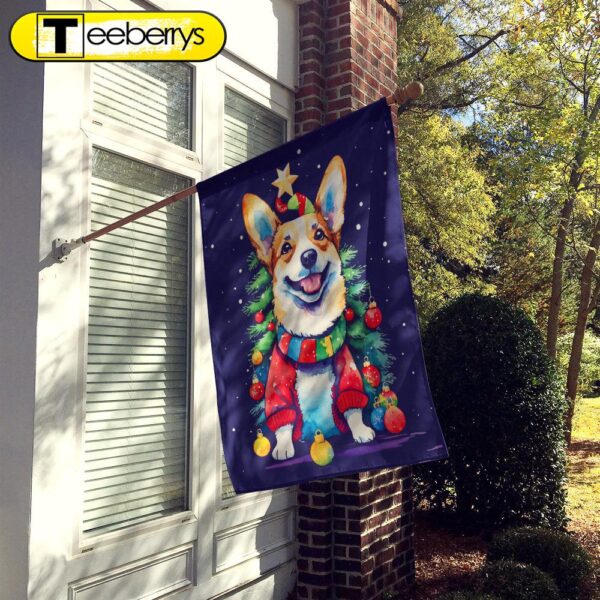 Christmas Flag, Corgi Christmas House Flag