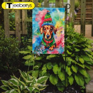 Christmas Flag, Dachshund Christmas Garden…