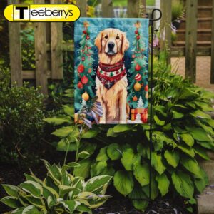 Christmas Flag, Golden Retriever Christmas…