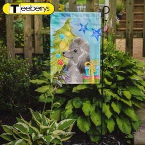 Christmas Flag, Grey Standard Poodle…