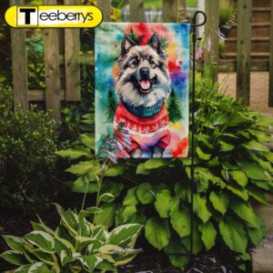 Christmas Flag, Keeshond Christmas Garden…