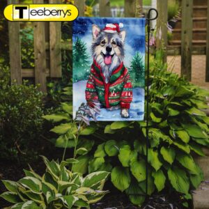 Christmas Flag, Keeshond Christmas Garden…