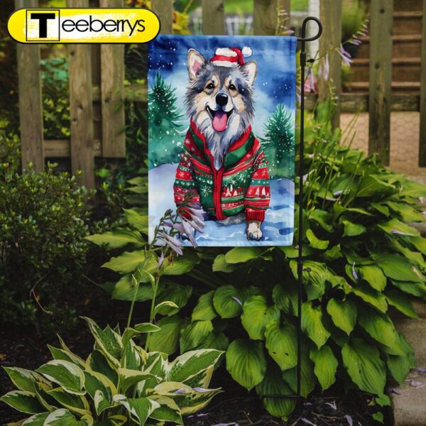 Christmas Flag, Keeshond Christmas Garden Flag, Christmas Outdoor Flag