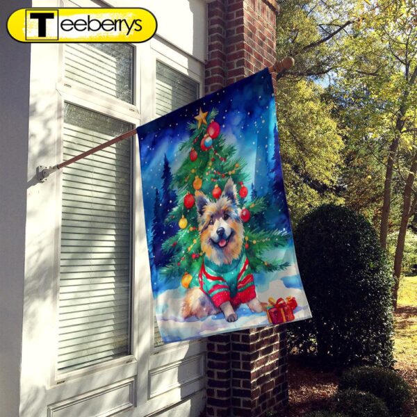 Christmas Flag, Keeshond Christmas House Flag