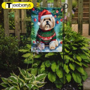 Christmas Flag, Lhasa Apso Christmas…