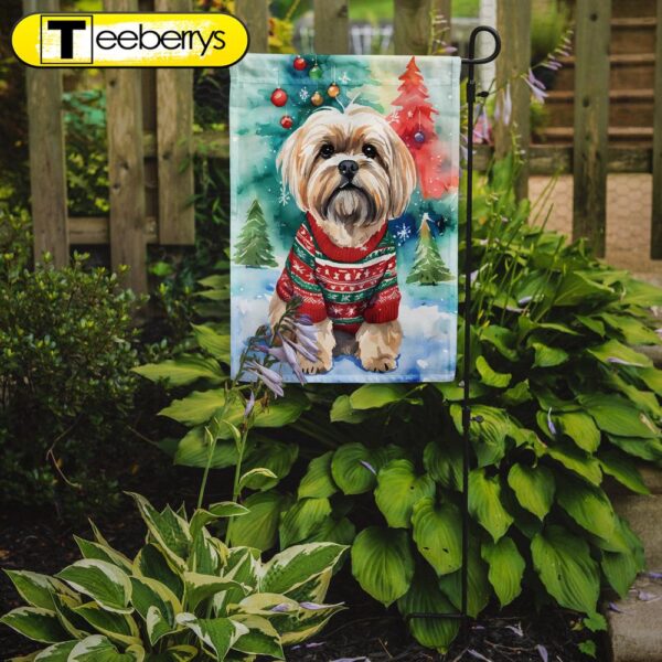 Christmas Flag, Lhasa Apso Christmas Garden Flag