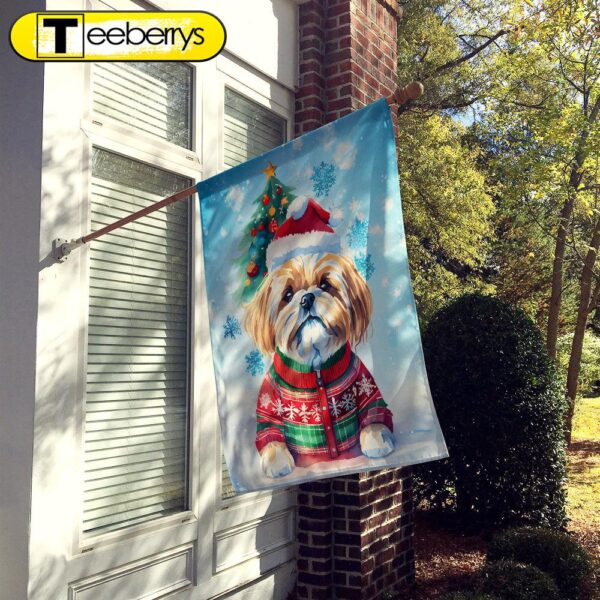 Christmas Flag, Lhasa Apso Christmas House Flag