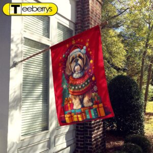 Christmas Flag, Lhasa Apso Holiday…