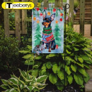 Christmas Flag, Miniature Pinscher Christmas…