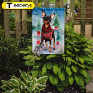 Christmas Flag, Miniature Pinscher Christmas…